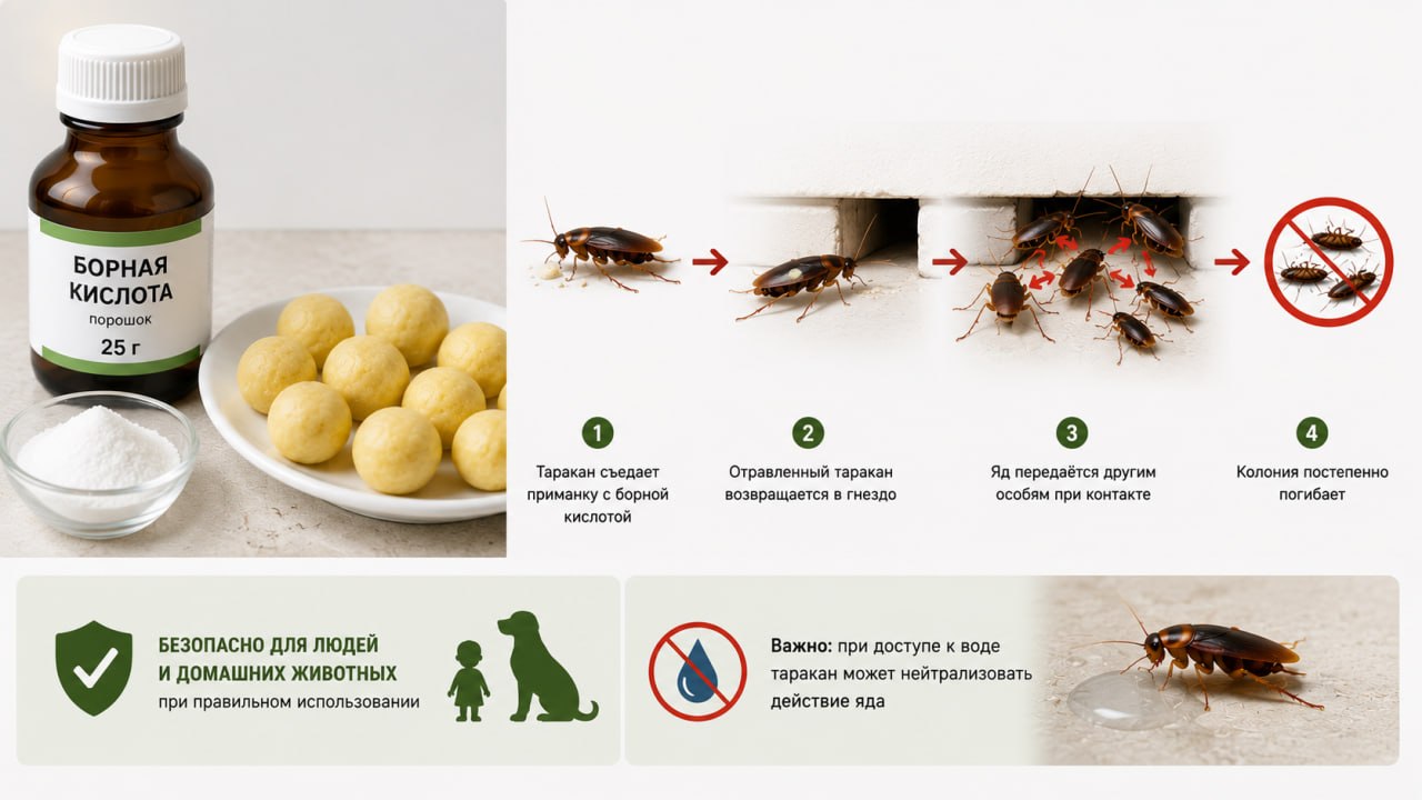 Борная кислота от тараканов